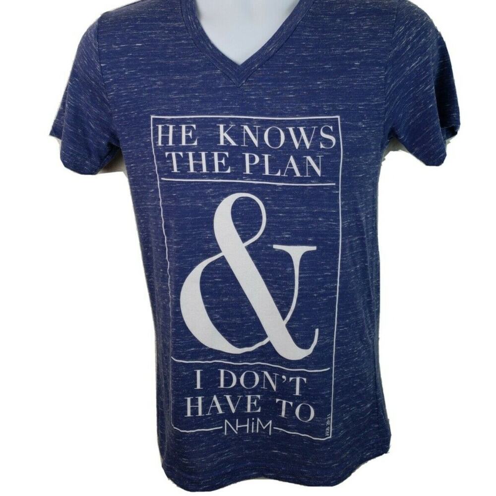 Official NHIM He Knows The Plan & I Dont Have To Jer 29:11 Gray Vneck Tshirt XS